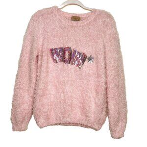Roebuck & Co. Sweater‎ XL Girls Pink Wow Spell Out Pullover Size Extra Large 16